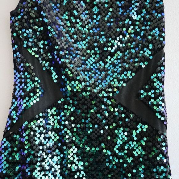 SHO by Tadashi Shoji Sz Small Shamrock Sequin Above The Knee Body-Con Dress - Picture 7 of 16